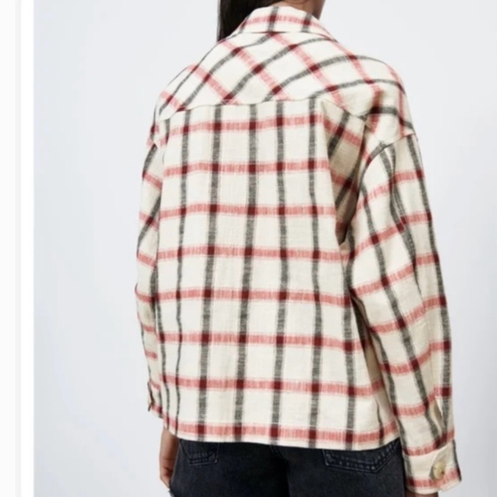 Zara Women's Plaid Utility Jacket - Red, Black, Cream - Picture 6 of 6
